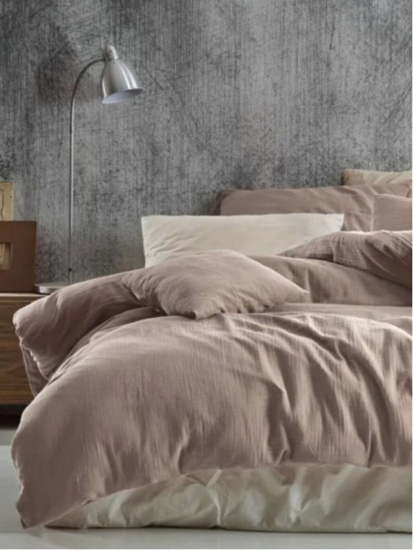 Kvalitex Predĺžené mušelínové posteľné obliečky 140x220, 70x90 cm béžové Kvalitex