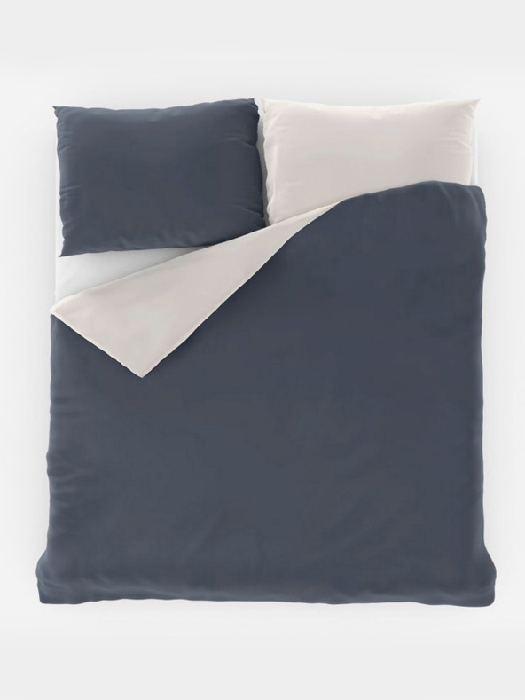 Kvalitex Saténové francúzske posteľné obliečky LUXURY COLLECTION 1+2, 200x200, 70x90cm tmavosivé / biele