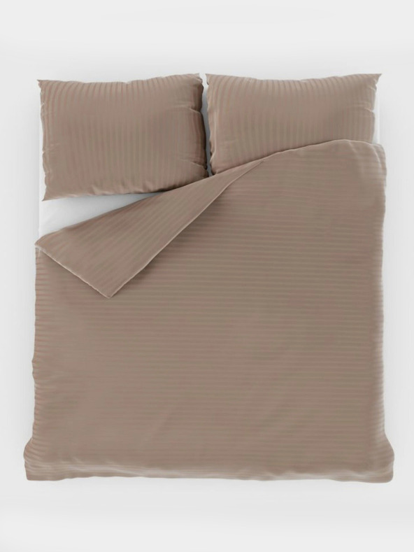 Kvalitex Francúzske saténové posteľné obliečky s prúžkom 1+2, 200x200, 70x90cm béžové Kvalitex