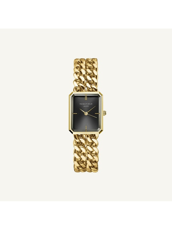 Rosefield Dámske hodinky Rosefield Studio Double Chain Black Gold SBGSG-O77