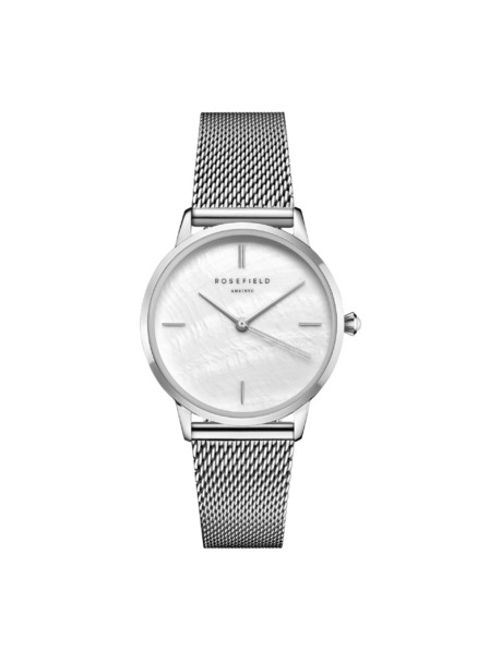 Rosefield Dámske hodinky Rosefield Pearl Edit Mesh Silver RMSMS-R08