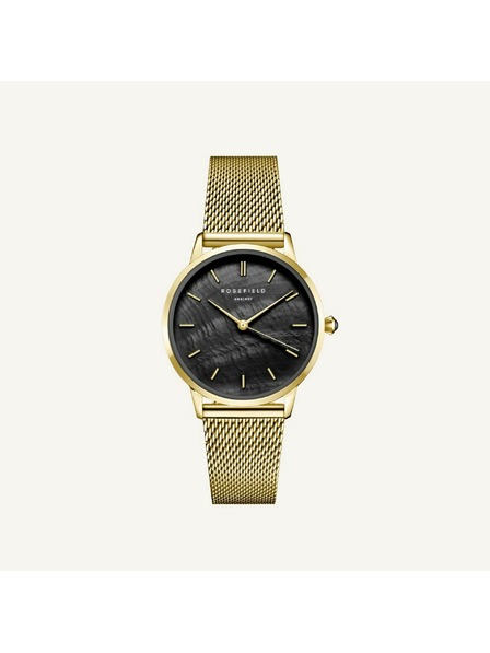 Rosefield Dámske hodinky Rosefield Pearl Edit Mesh Black Gold RBGMG-R07