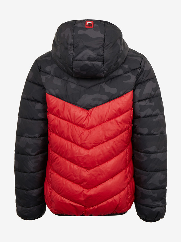 Sam 73 Čierno-červená chlapčenská prešívaná bunda s kapucňou SAM 73 Jerry