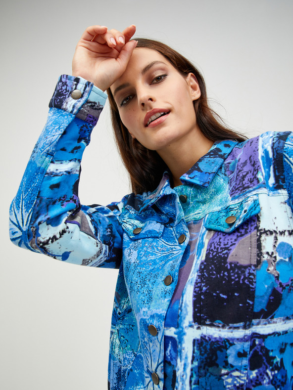 Orientique Modrá dámska vzorovaná džínsová bunda Orientique Jacket