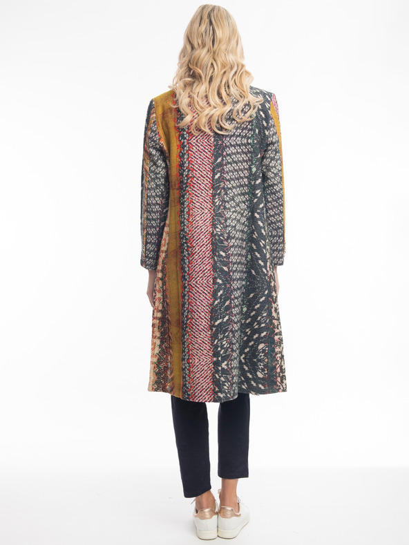 Orientique Hnedo-modrý dámsky vzorkovaný kabát Orientique Tartan