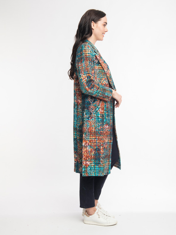 Orientique Oranžovo-modrý dámsky vzorkovaný kabát Orientique Tartan