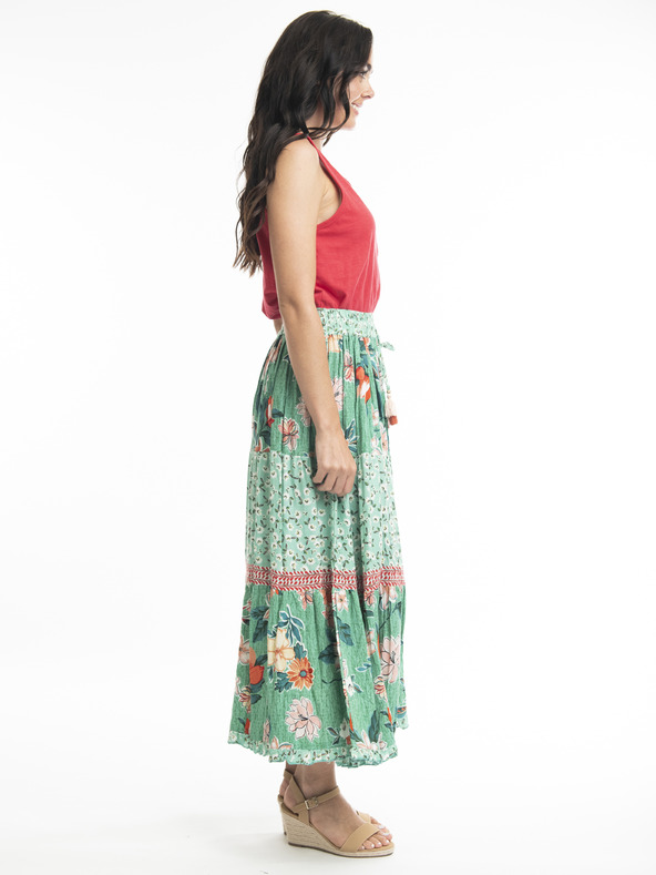 Orientique Svetlozelená dámska kvetovaná maxi sukňa Orientique Kaleici