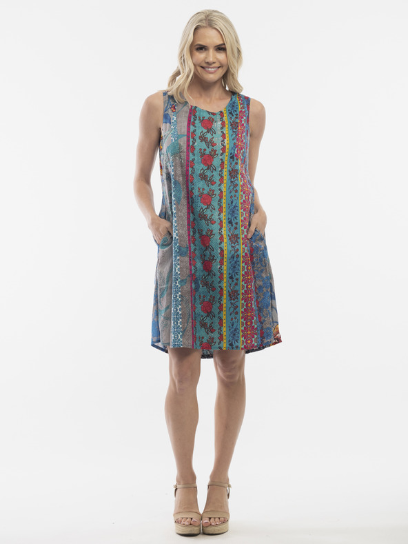 Orientique Modré dámske obojstranné vzorované šaty Orientique