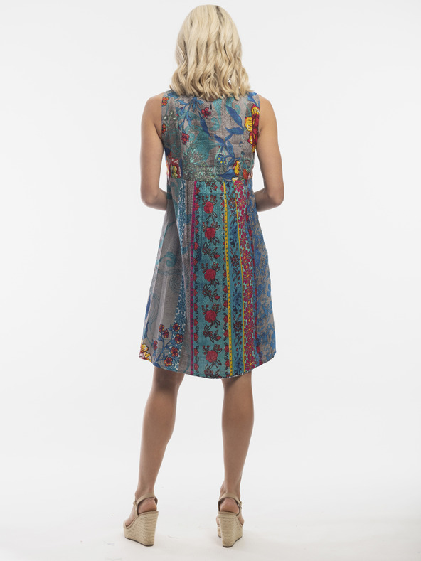 Orientique Modré dámske obojstranné vzorované šaty Orientique