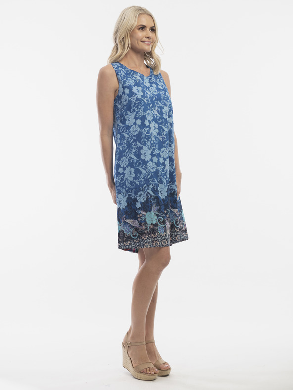 Orientique Modré dámske obojstranné vzorované šaty Orientique