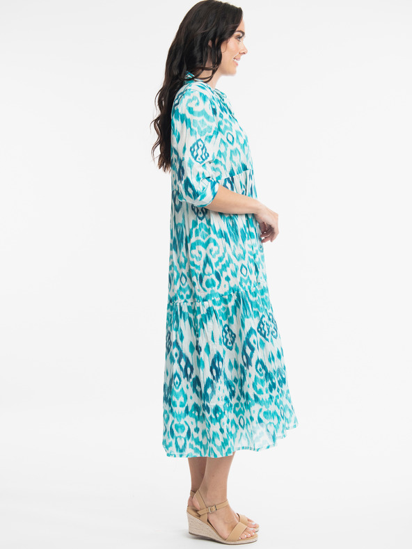 Orientique Tyrkysové dámske vzorované midišaty Orientique Izmir