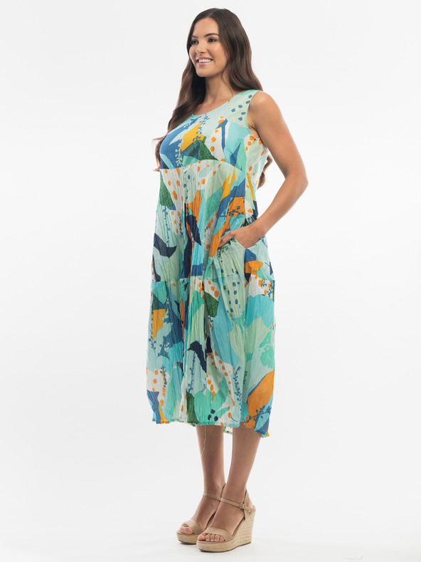 Orientique Tyrkysové dámske vzorované šaty Orientique