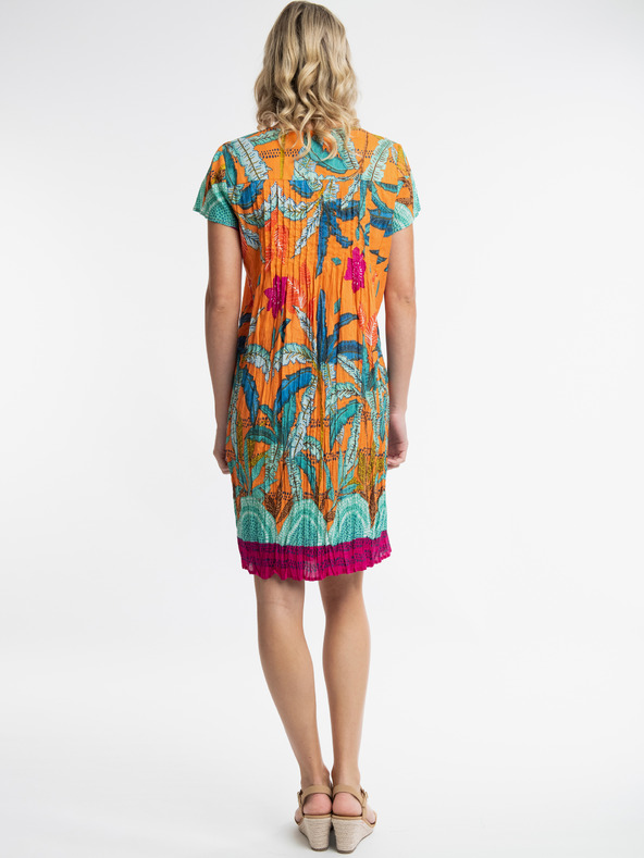 Orientique Tyrkysovo-oranžové dámske vzorované šaty Orientique Paphos