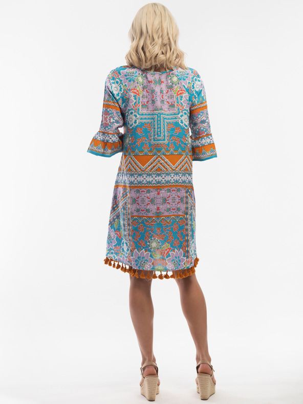 Orientique Tyrkysové dámske vzorované šaty Orientique