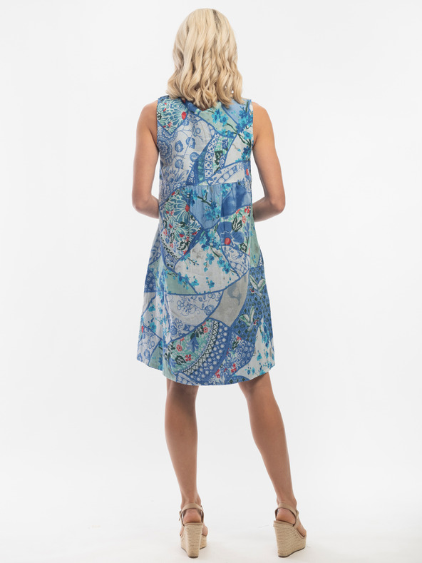 Orientique Modré dámske obojstranné vzorované šaty Orientique