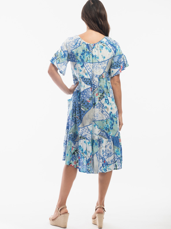 Orientique Modré dámske vzorované šaty Orientique
