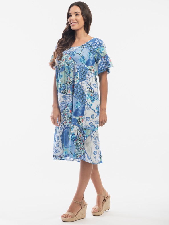 Orientique Modré dámske vzorované šaty Orientique