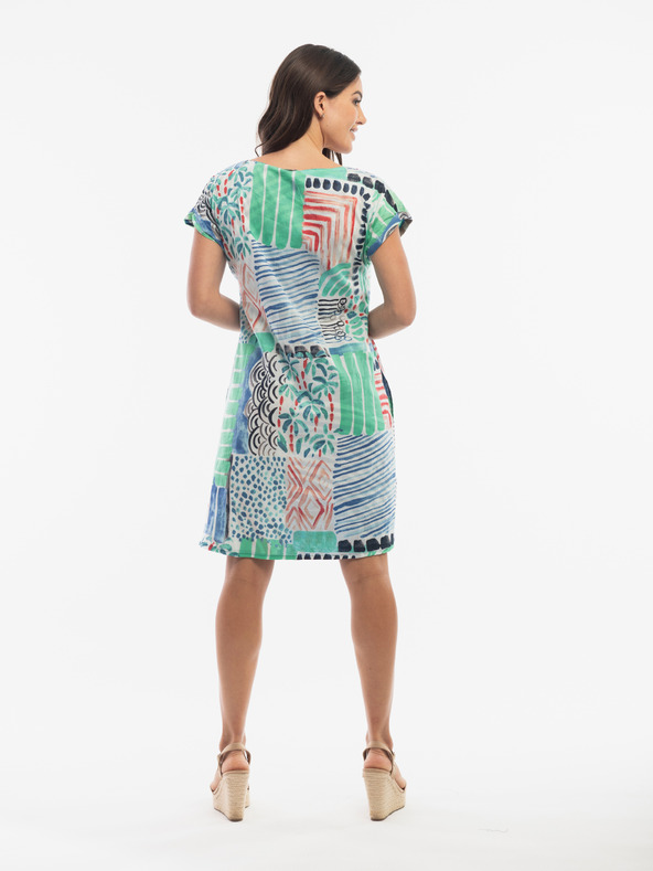 Orientique Modro-svetlo zelené dámske vzorované obojstranné šaty Orientique
