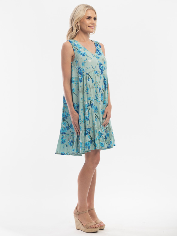 Orientique Tyrkysové dámske kvetované šaty Orientique