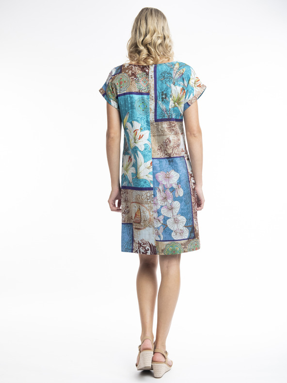 Orientique Modré dámske vzorované obojstranné šaty Orientique Leonardo