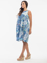 Orientique Svetlo modré dámske ľanové vzorované šaty Orientique
