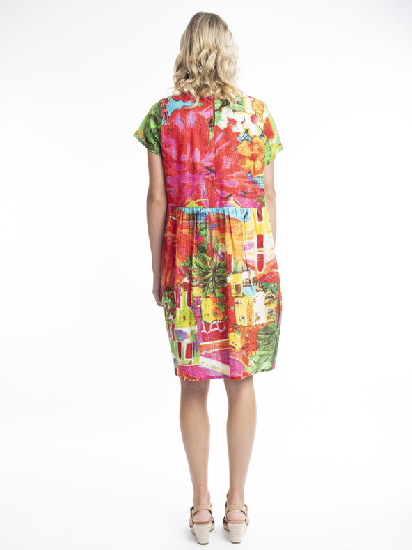 Orientique Ružovo-červené dámske vzorované šaty Orientique Aiya Napa