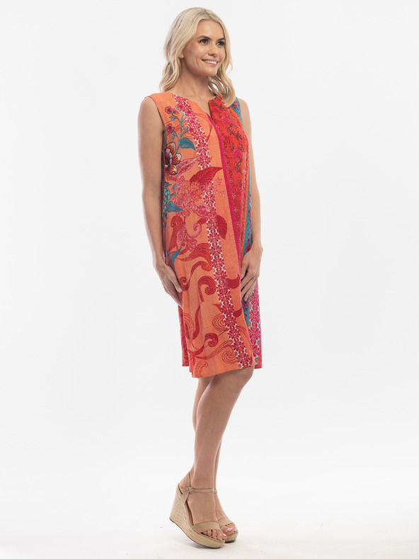 Orientique Červeno-oranžové dámske vzorované šaty Orientique
