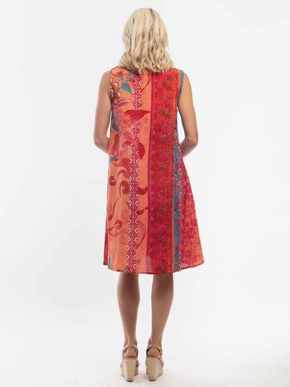 Orientique Červeno-oranžové dámske vzorované šaty Orientique