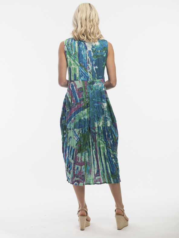 Orientique Modré dámske vzorované midi šaty Orientique