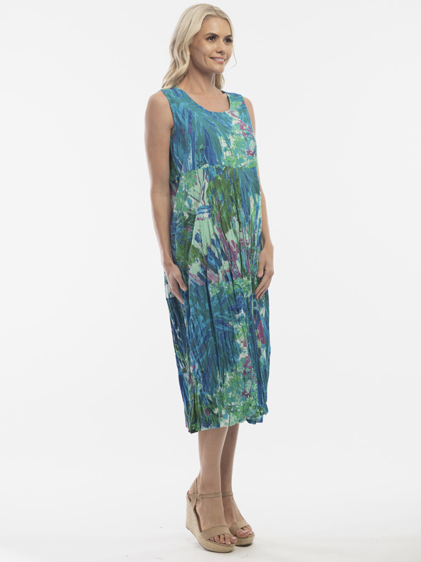 Orientique Modré dámske vzorované midi šaty Orientique