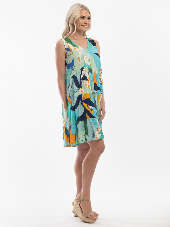 Orientique Tyrkysové dámske vzorované šaty Orientique