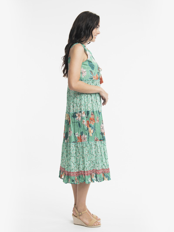 Orientique Zelené dámske kvetované midišaty Orientique Kaleici