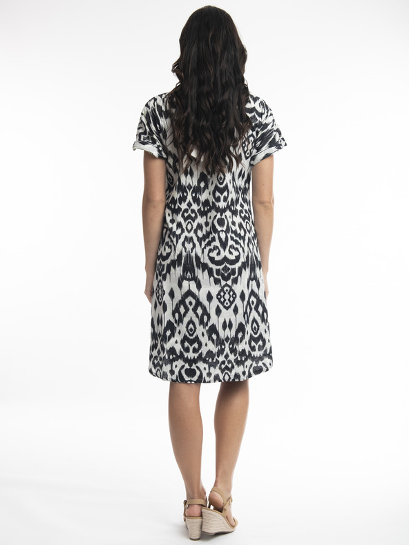 Orientique Zeleno-čierne dámske vzorované obojstranné šaty Orientique Izmir