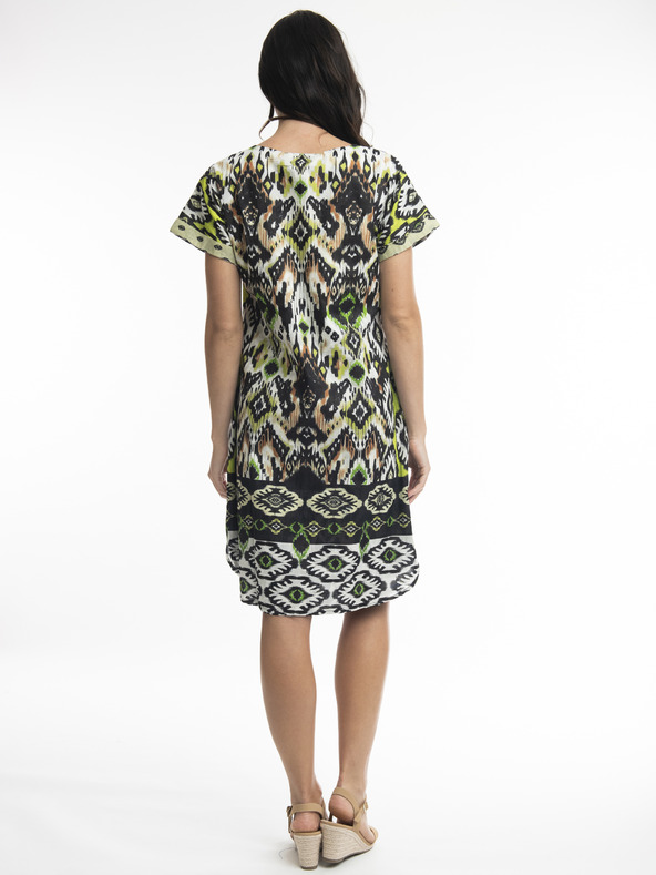 Orientique Zeleno-čierne dámske vzorované obojstranné šaty Orientique Izmir