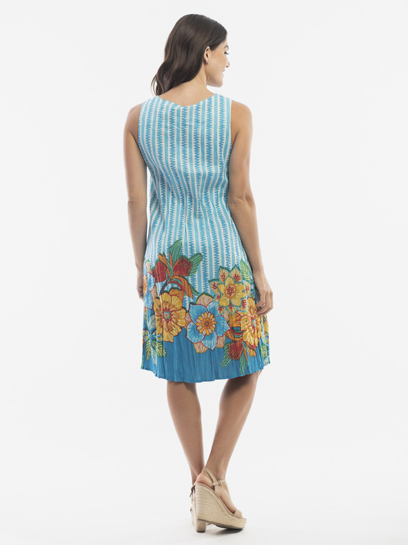 Orientique Modré dámske vzorované obojstranné šaty Orientique