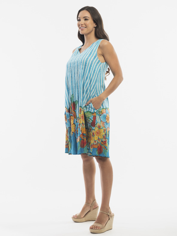 Orientique Modré dámske vzorované obojstranné šaty Orientique