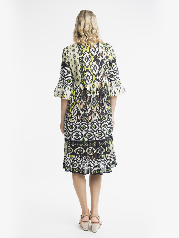 Orientique Bielo-zelené dámske vzorované šaty Orientique Izmir