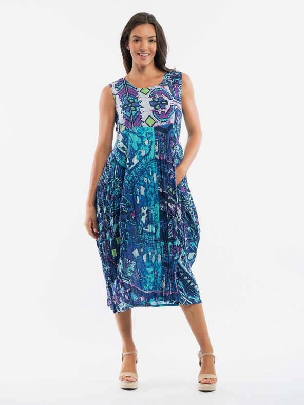 Orientique Modré dámske vzorované šaty Orientique Persia Blue