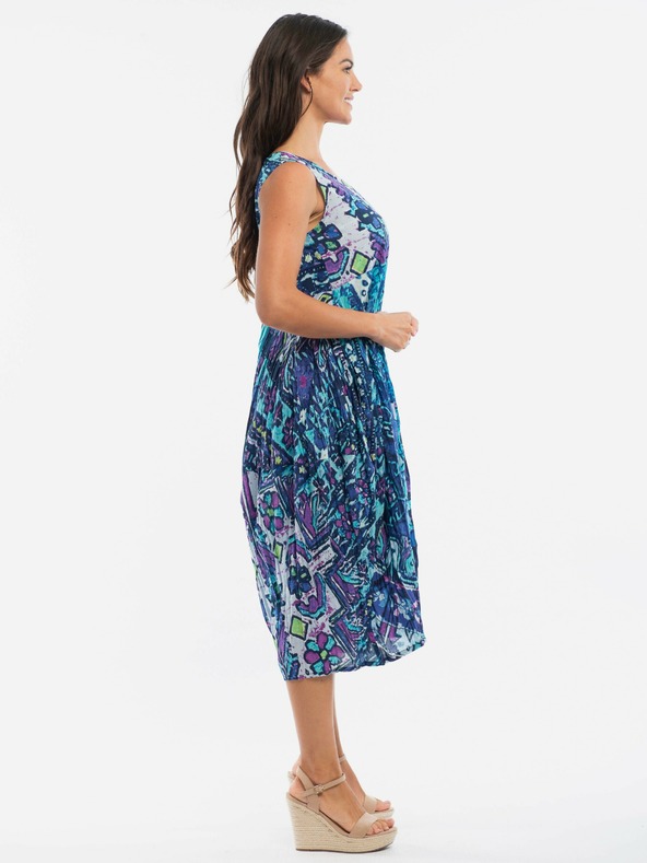 Orientique Modré dámske vzorované šaty Orientique Persia Blue