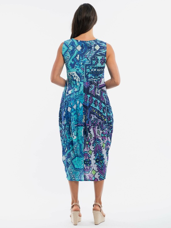 Orientique Modré dámske vzorované šaty Orientique Persia Blue