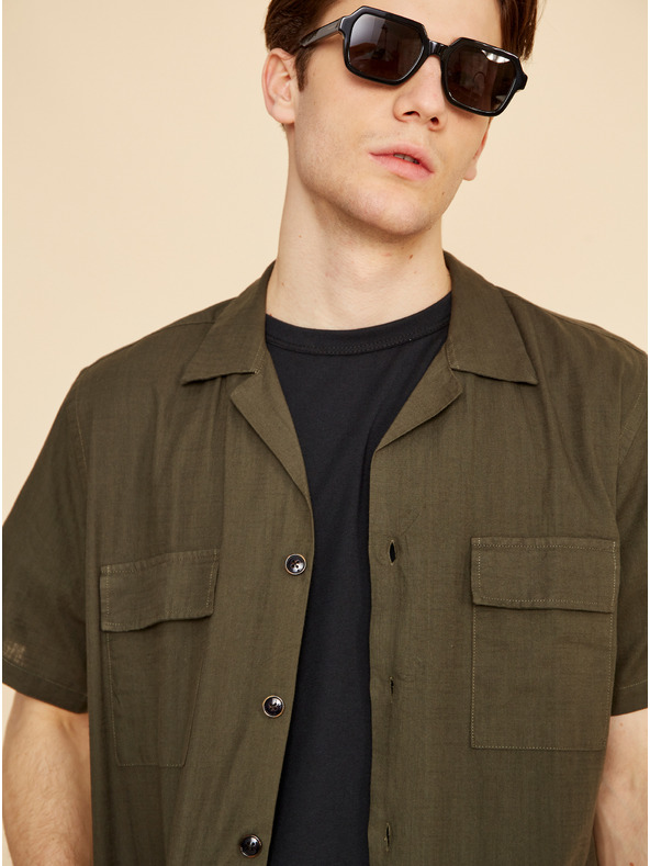 ZOOT.lab Zelené pánske plátené šortky ZOOT.lab Gavin