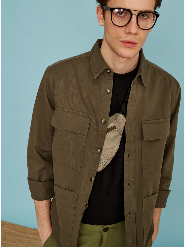 ZOOT.lab Zelené pánske plátené šortky ZOOT.lab Gavin