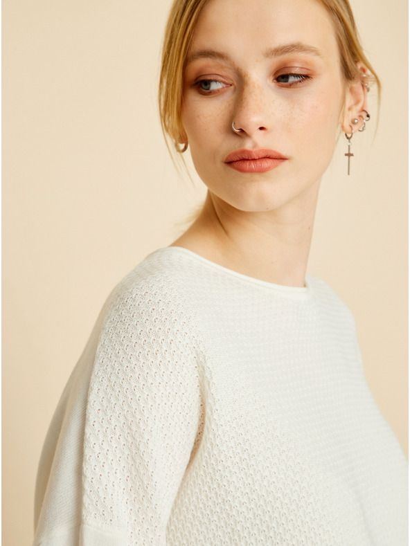 ZOOT.lab Biely dámsky nadrozmerný sveter ZOOT.lab Morgan