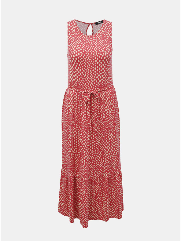 ZOOT.lab Béžové a červené vzorované midi šaty so zaväzovaním ZOOT.lab Zula