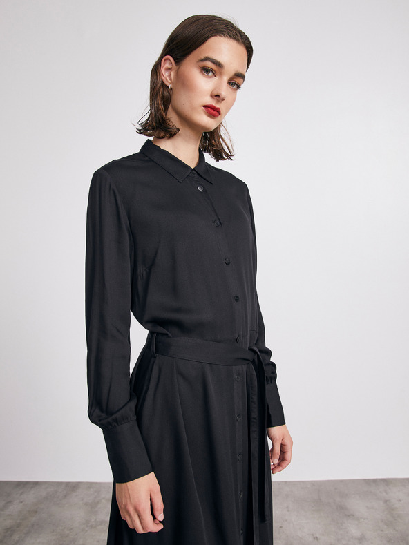 ZOOT.lab Čierne dámske košeľové midi šaty METROOPOLIS by ZOOT.lab Sharon