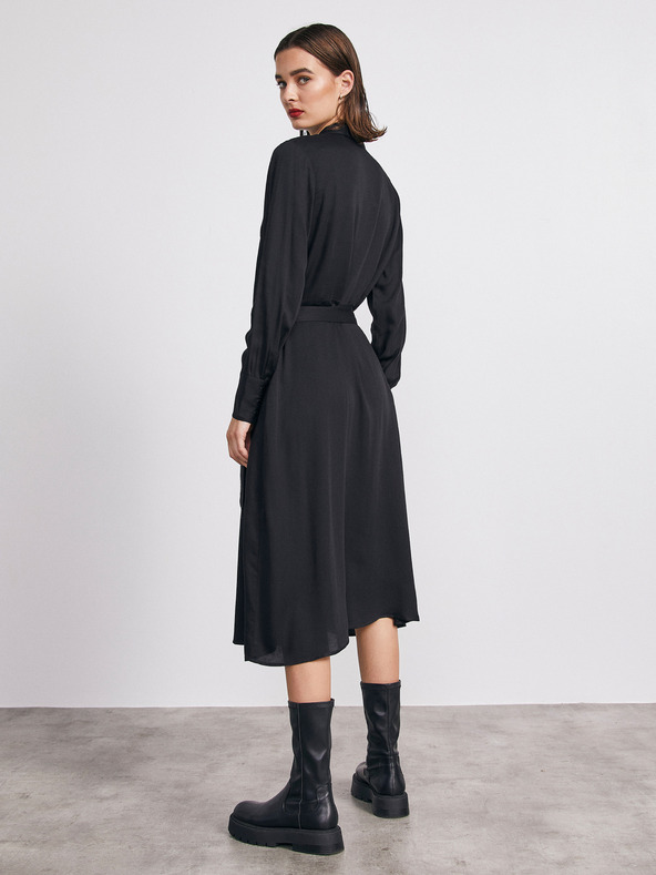 ZOOT.lab Čierne dámske košeľové midi šaty METROOPOLIS by ZOOT.lab Sharon