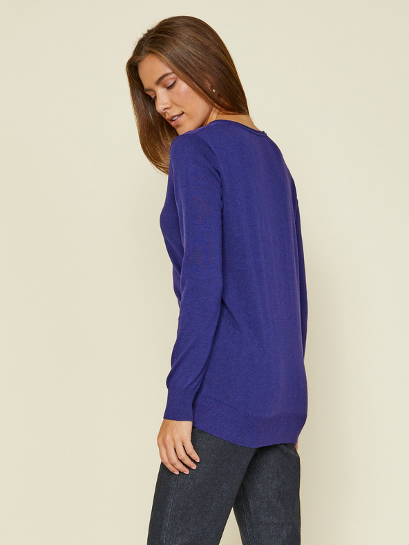 ZOOT.lab Tmavomodrý dámsky základný sveter s výstrihom do V ZOOT.lab Irma