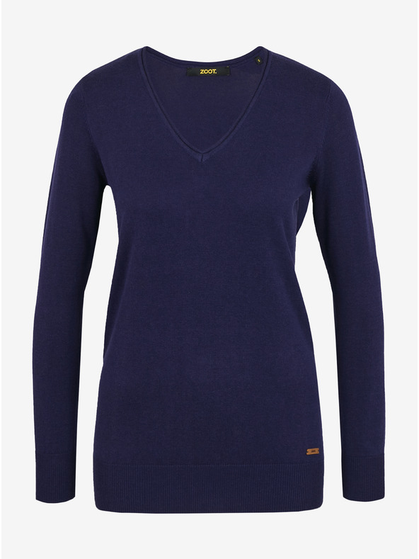 ZOOT.lab Tmavomodrý dámsky základný sveter s výstrihom do V ZOOT.lab Irma