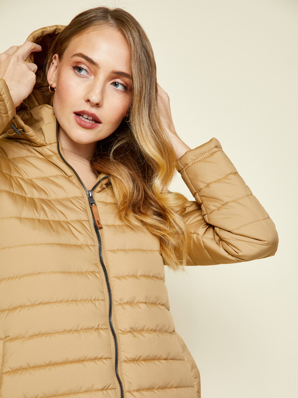 ZOOT.lab Zlatá dámska prešívaná predĺžená zimná bunda s kapucňou ZOOT.lab Molly