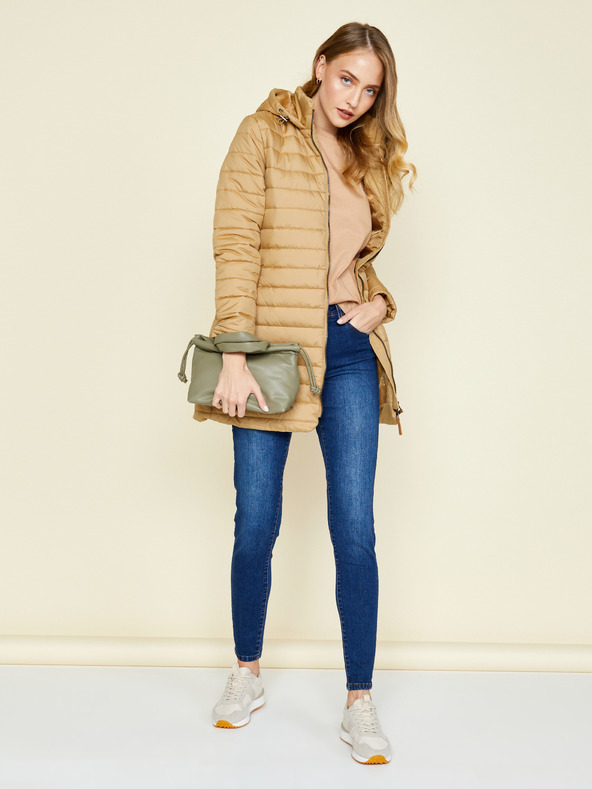 ZOOT.lab Zlatá dámska prešívaná predĺžená zimná bunda s kapucňou ZOOT.lab Molly